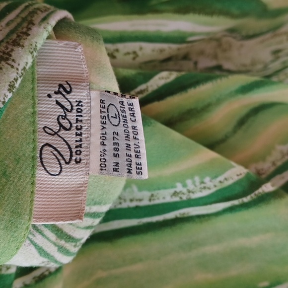 Voir Collection Vintage Animal Print Green/White Blouse L - Picture 6 of 6